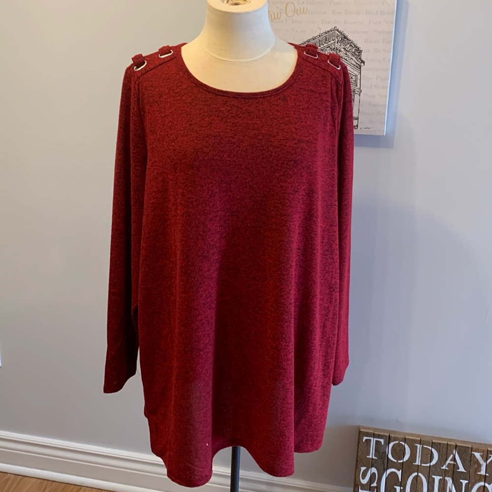 💰NWT 2 DYE 4 Burgundy Lightweight Knit Sweater 3X